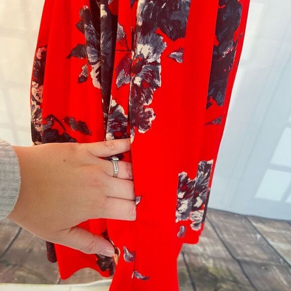 Free people red floral sleeveless flutter by sundress size 2 - Picture 4 of 11